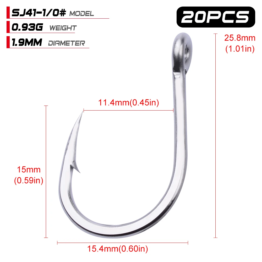Details about / 20pcs Strong Stainless Steel Jig Hooks Assist Bait Jig Big Fishing Hook