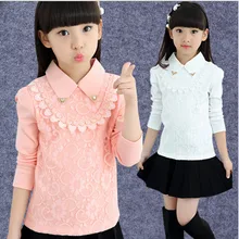 Г. Новая брендовая хлопковая одежда с длинными рукавами и отложным воротником для девочек на весну-осень, красивая школьная блузка двух цветов для девочек