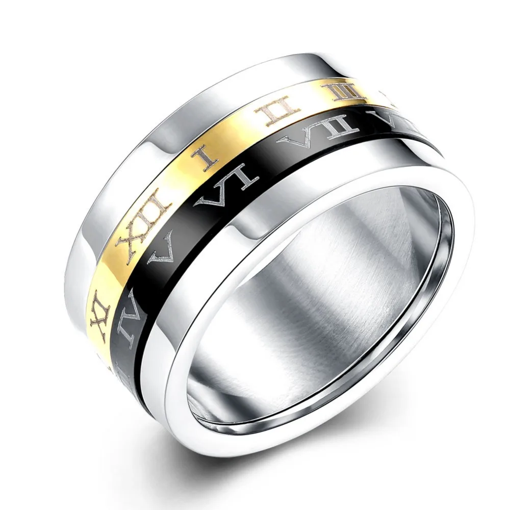 

R014 2016 New Top QualityTitanium Silver Black Golden Letter Wide Titanium Steel Ring for Men's Wedding Trendy Wholesale