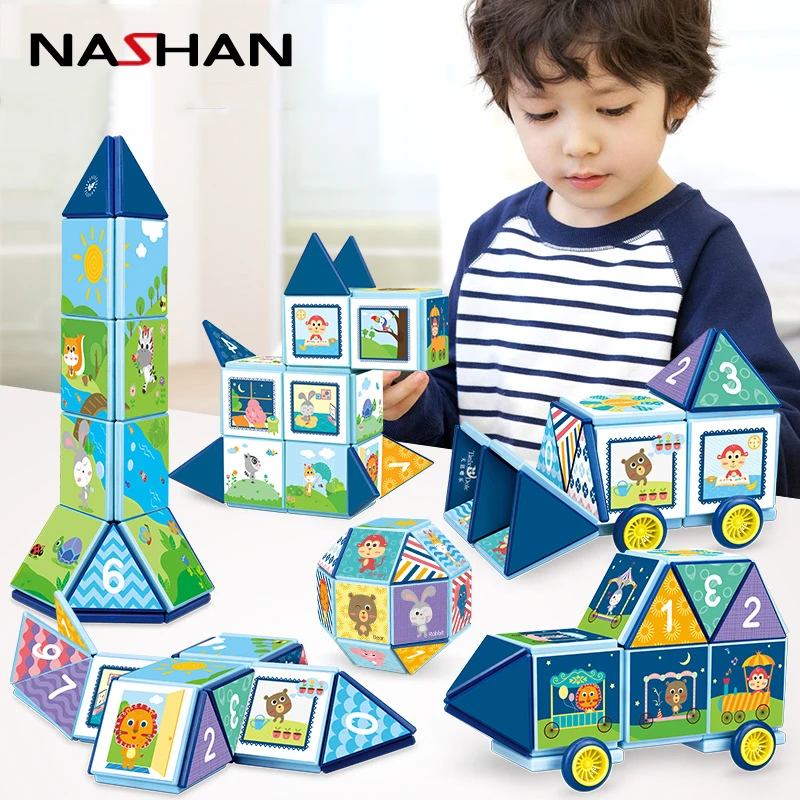 

Nashan 2019 New Creative Cartoon Magnetic Blocks Magnetic Designer Construction Set Model Magnet Toy Educational Toys For Kids