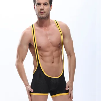 

WJ Men's Mesh Jockstrap Wrestling Singlet Struggles Bodysuit Backless Bodywear 3 colors