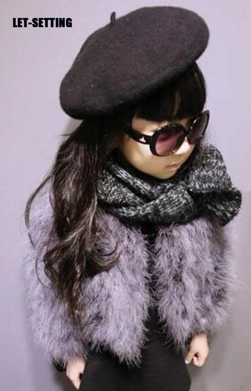 

Новинка, зимнее темпераментное пальто для принцессы LET-настройки, семейная одежда для маленьких девочек, пальто из страусиного меха, плотная трава, большие размеры