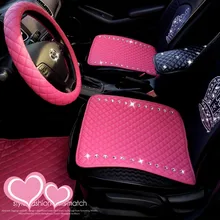 Fashion Crystal Diamond Universal Leather Car Seat Covers Interior Decoration PVC Front Back Rear Seats Covers