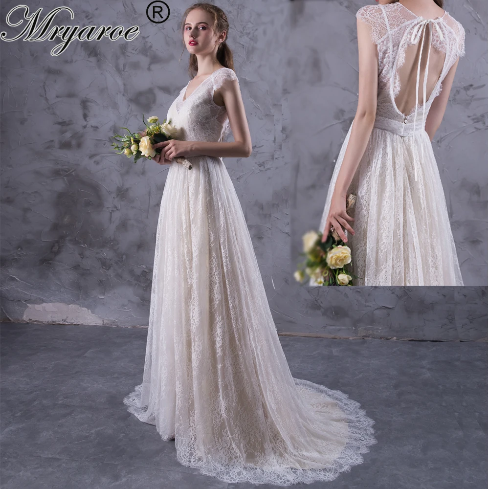 

Mryarce New Design vestido de noiva 2017 Amazing Exquisite Lace Boho Wedding Dresses Open Back Bridal Gowns mariage Dress