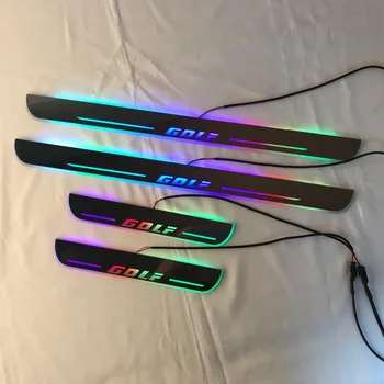 

RQXR led moving door scuff for Volkswagen golf 4 5 6 7 7.5 dynamic door sill plate flat lining overlay flow/still light, 4pcs