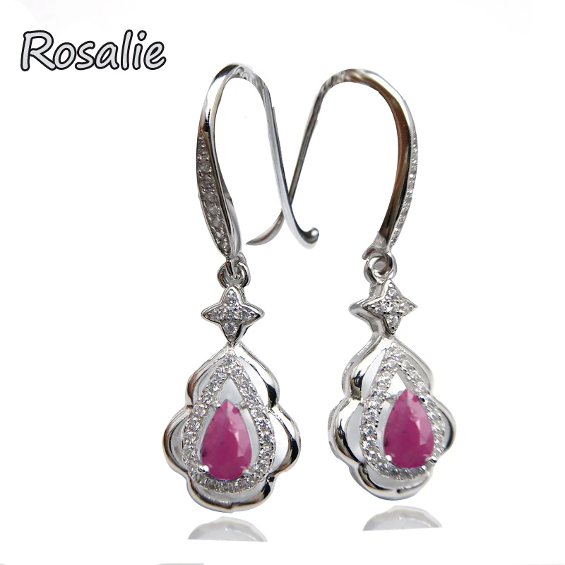 

Rosalie,Elegant Hook earring with natural african ruby 1ct gemstone jewelry 925 sterling silver for lady birthday party gift