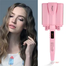 Профессиональные бигуди для волос 32 мм турмалин керамический уникальный 3 Бочки стайлер Плойка для завивки волос инструменты для завивки волос Керамика 30