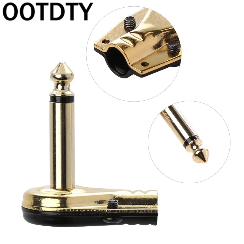 

1/4" 6.35mm Mono Jack Right Angle Plug Flat Male Guitar Effects Pedal Connector