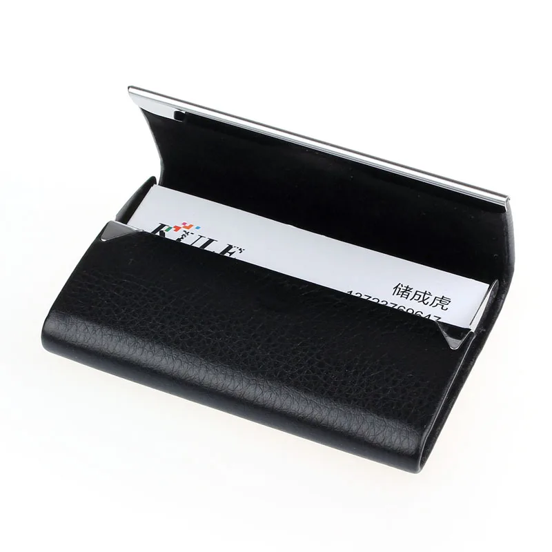 

Newest hot Leather Business Credit Card Name Id Card Holder Case Wallet Box Black high quality organizador cardholder #5
