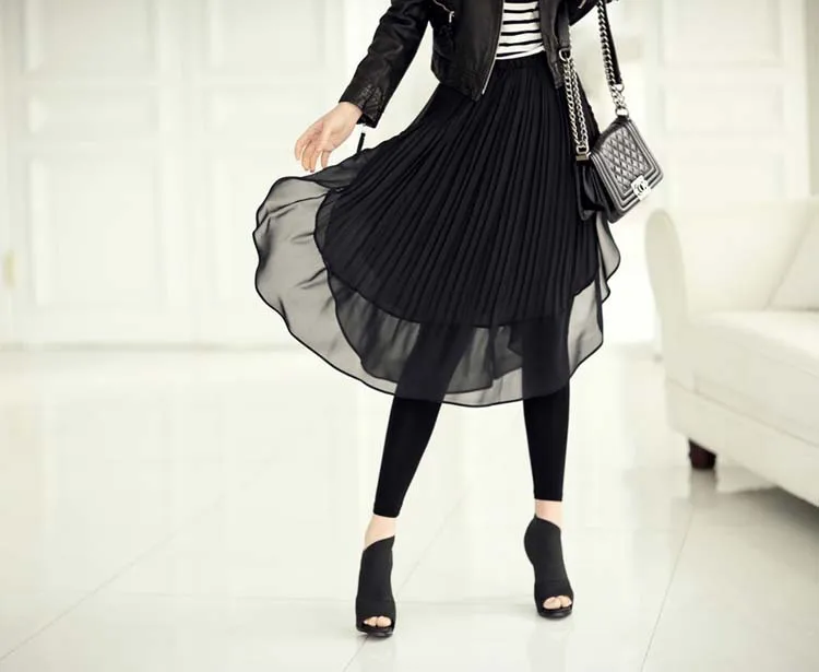 

Pantalon Mujer Real And American Women's Free Shipping 2019 Stitching Ruffled Skirt Trousers Women Repair Tight Bottoming Pants