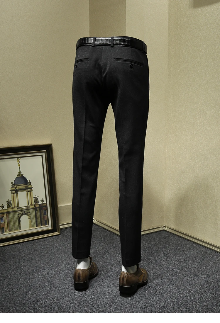 Мужские модельные брюки обтягивающий официальный деловой человек утолщенный костюм брюки свадебная одежда жениха серый черный офисный