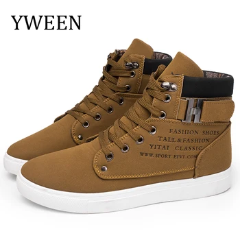 YWEEN New Men's Casual Shoes High-Top Autumn Winter Lace-up Shoes Men Ankle Boots