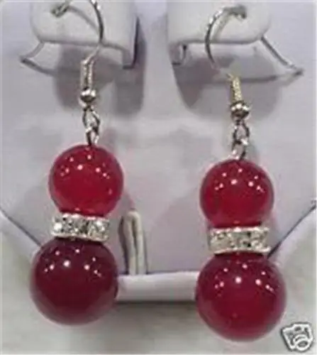 

charm accessory silver shone> Lustrous 8-10MM Red fashion Beads Earring