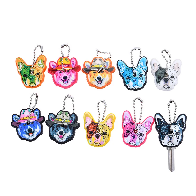 

1pcs Cute Bulldog key case hoSilicone Protective key Case Cover For key Control Dust Cover Holder Organizer Home Accessories