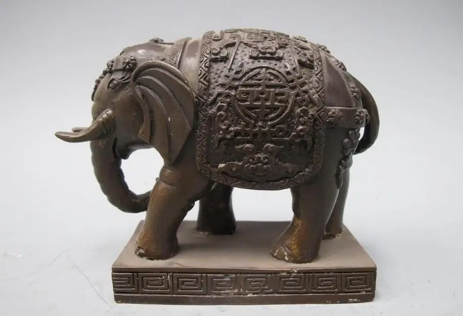 

China Feng Shui Small Statue Pure Bronze Art Lucky Forest elephants