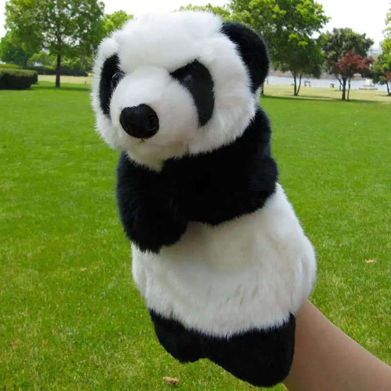 Животное марионетка куклы игрушки ручная кукла плюшевая кукла в форме руки перчатки-куклы Обучающие Детские игрушки слон панда Fantoche De Dedo - Цвет: Panda