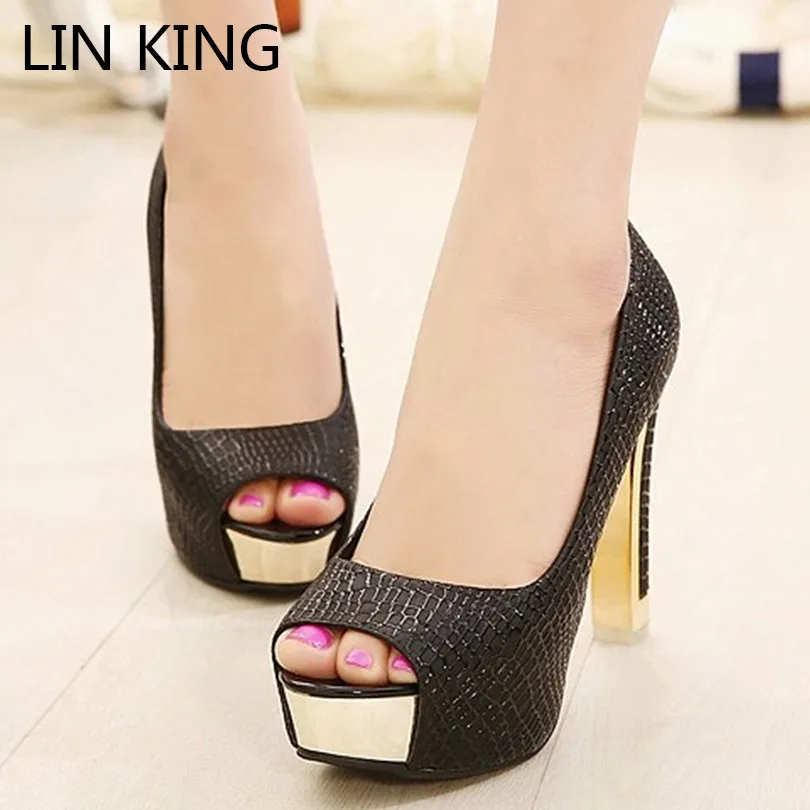 LIN KING/модные однотонные женские туфли лодочки летние на платформе с квадратным