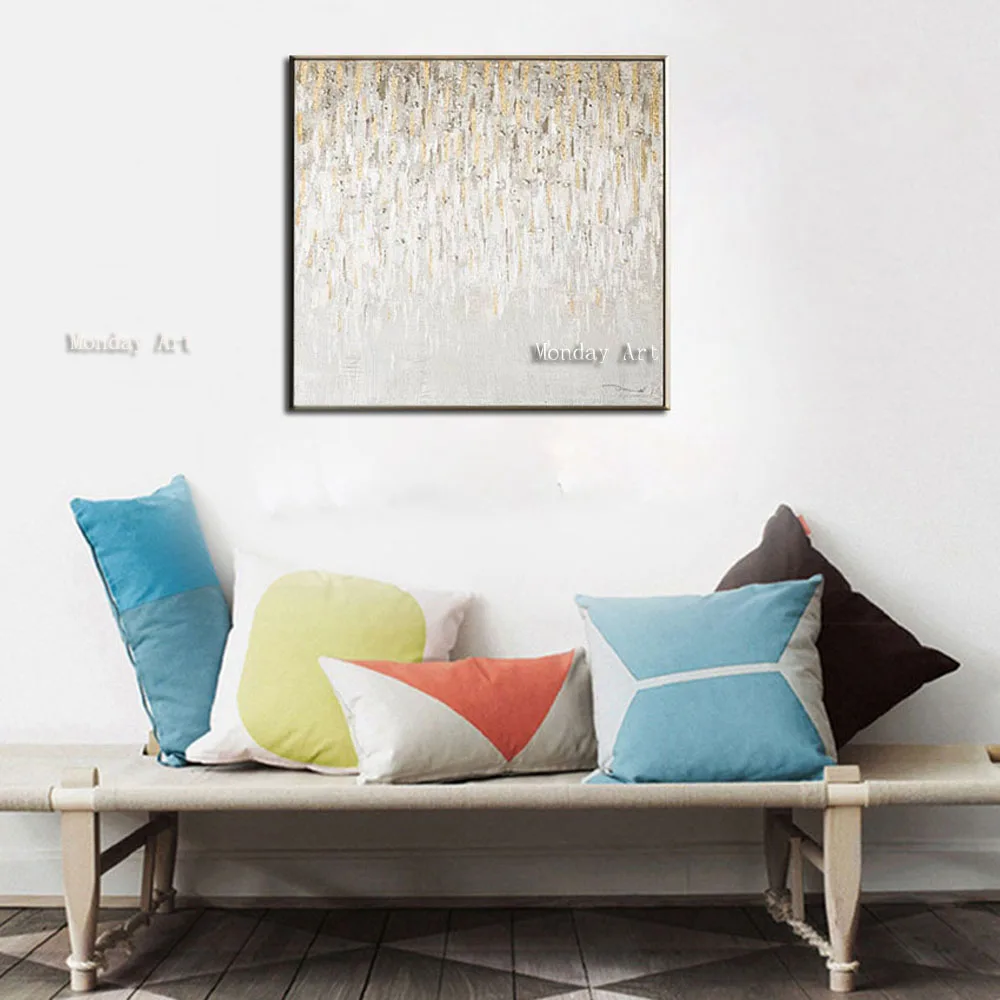 Handpainted-Abstract-light-color-points-oil-painting-wall-Art-picture-on-Canvas-For-wedding-room-Living (3)