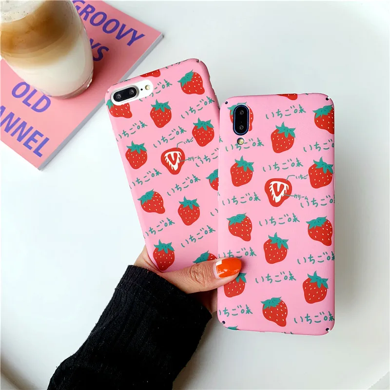 

For Funda iPhone 7 Case Cute Cartoon iphone 6 6S 7 8 Plus X XS Max Cute Strawberry iPhone X Case Hard PC Capa iPhone XR Coque