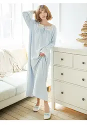 Y5-310 норки кашемира рубашки пижамы Для женщин ночные рубашки осень-зима леди хлопчатобумажные пижамы с длинным рукавом домашнее платье