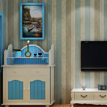 

Mediterranean Blue Self-adhesive Non-woven Wallpaper For Home Wood Grain Retro Wall Paper Bedroom Dormitory Decoration Tools