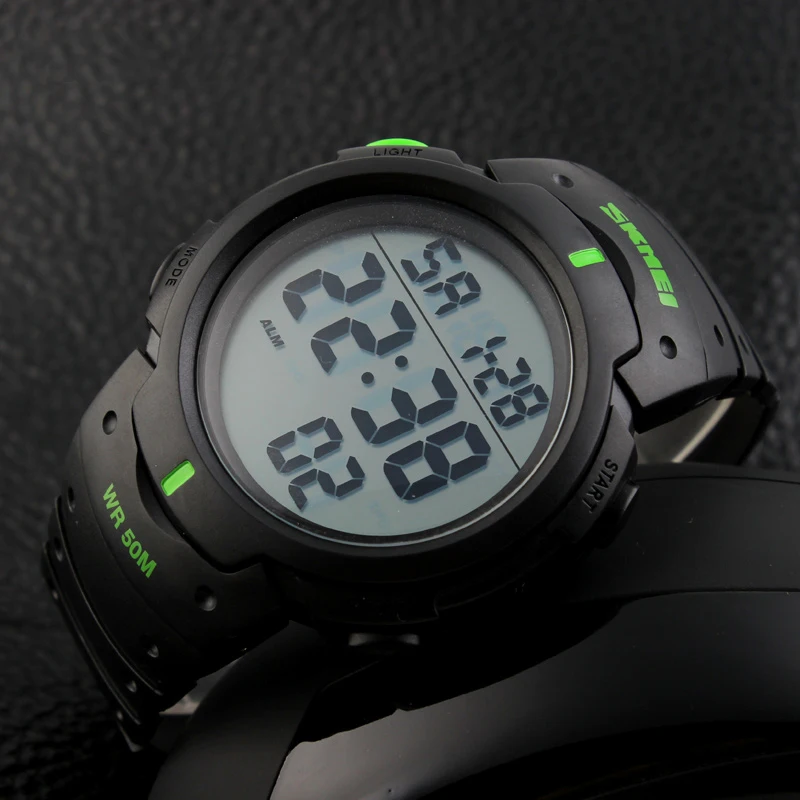 SKMEI уличные спортивные часы мужские часы с большим циферблатом модные простые часы календарь PU ремешок водонепроницаемые светодиодные цифровые часы Reloj Hombre