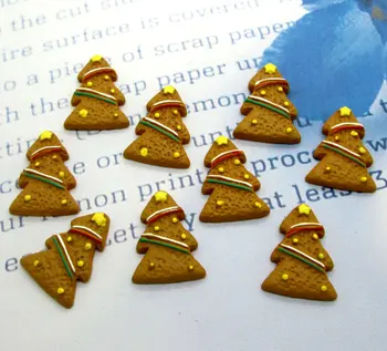 

20Pcs Resin Christmas Tree Cookies Crafts Flatback Cabochon Scrapbooking Decorations Fit Hair Clips Embellishments Beads Diy