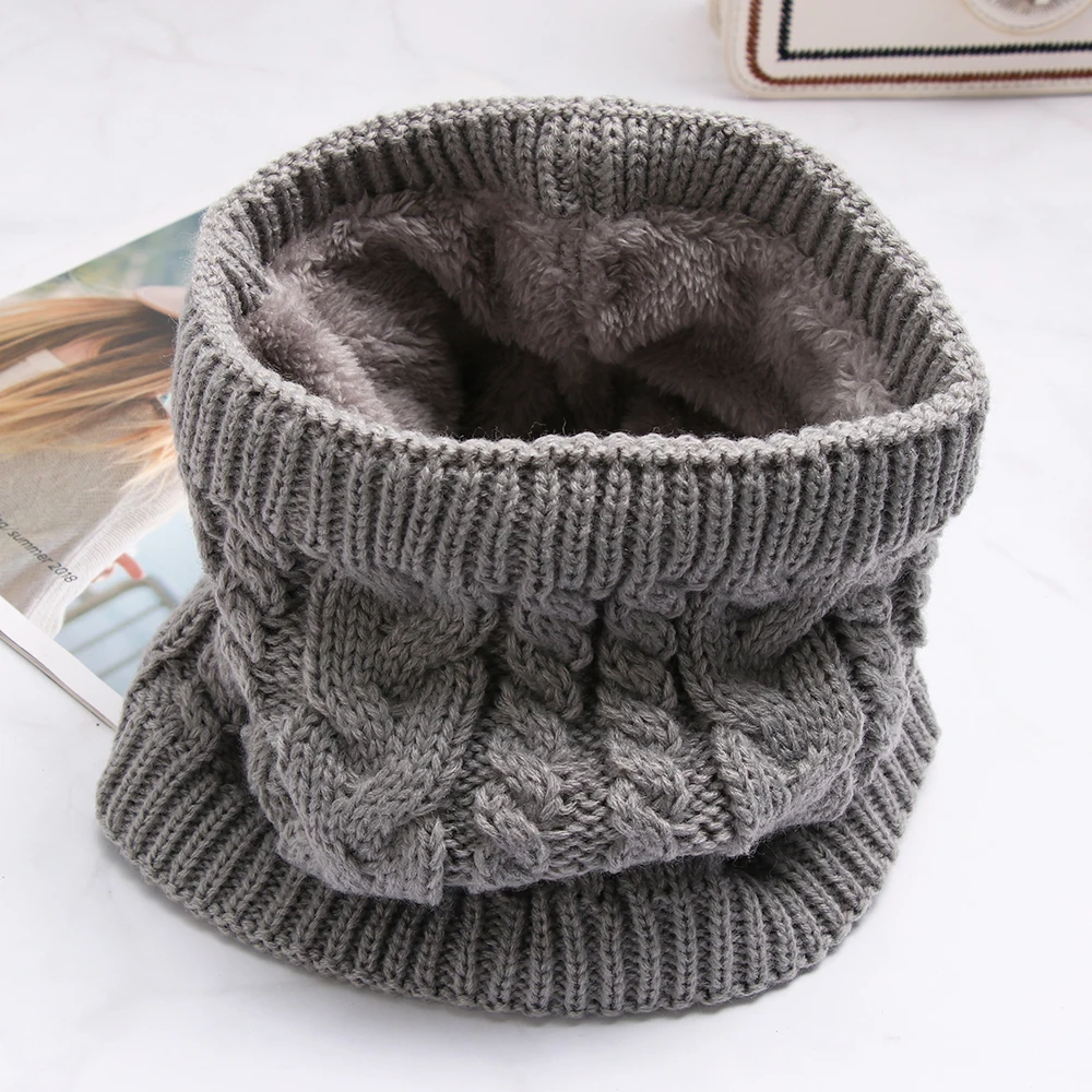 

New Fashion Winter Warm Scarf For Women Men Unisex Children Ring Scarf Thickened Wool Collar Boys Girls Neck Cotton Scarf