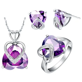 

Pendant necklace Earrings ring Sterling r custom suit 925 imported Austria Crystal gem for set bts diy jade crystal