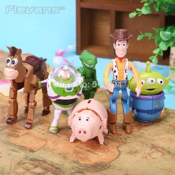 

Anime Cartoon Toy Story Woody Buzz Lightyear Hamm Rex Alien PVC Action Figures Toys for Children 6pcs/set DSFG213
