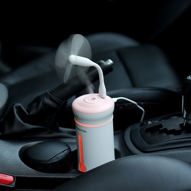300ml Car Cup Humidifier with Aroma Lamp Essential Oil Ultrasonic Electric Aroma Diffuser Mini USB Fan Air Humidifiers Fogger