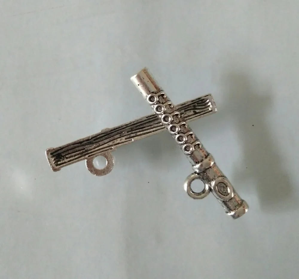 

80 Pieces/lot Flute music 7x29mm Silver Charms pendant Free Shipping Retro Jewelry For Bracelet Necklace