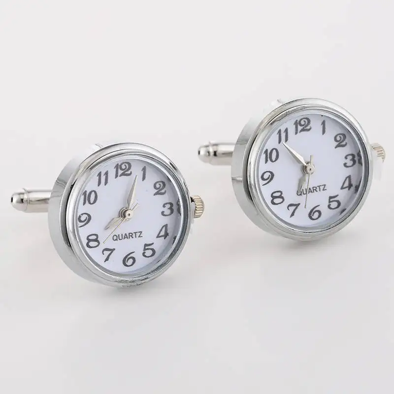  New Watch Cufflinks Real Clock Cuff links With Battery Tourbill Suit Sleeve Buttons Machine Core Me