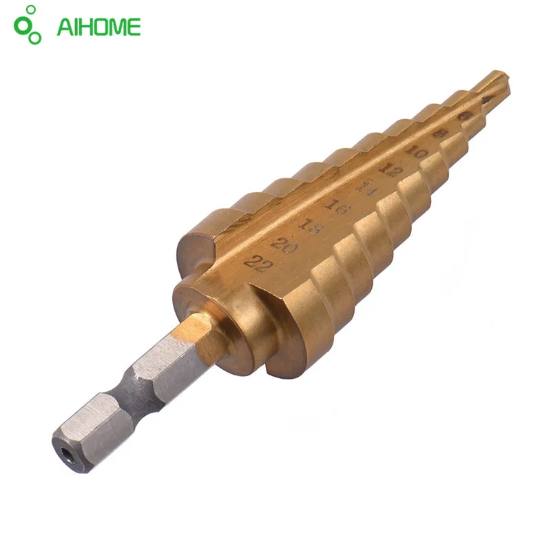 

Hot Sale 1PC Hex Titanium Step Cone Drill Bit Hole Cutter 4-22MM HSS 4241 For Sheet Metal Wood Drilling High Quality Power Tools