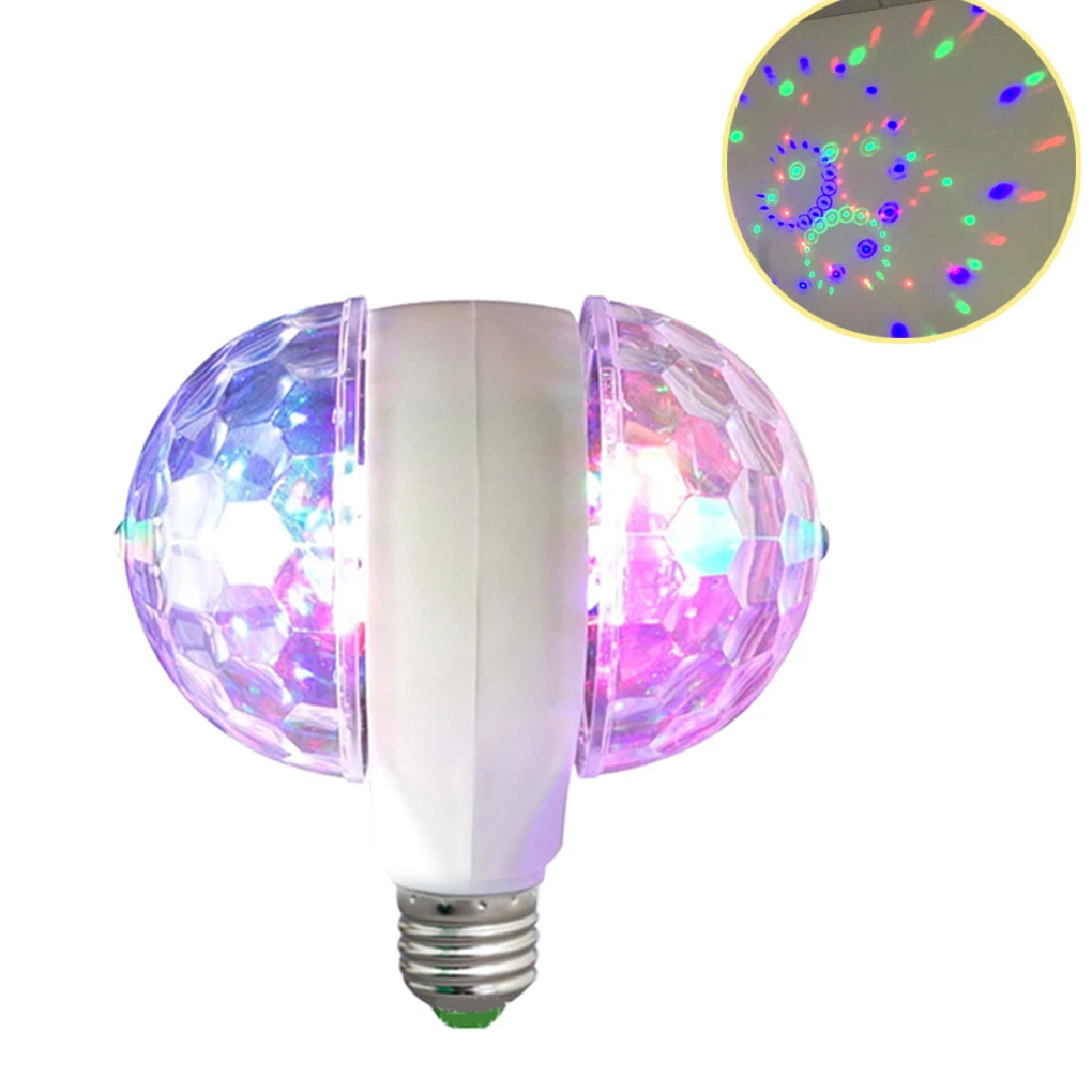 

1PCS E27 6W Crystal RGB Double Headed LED Rotating Creative Colorful Lamp KTV Disco Bar DJ Light LED Stage Lighting Effect