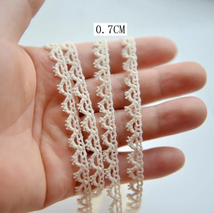 

10 Meters/lot 7mm Diy Handmade Patchwork Cotton Material Cotton Lace Ribbon Beige Color Cotton Lace TRIM crochet lace