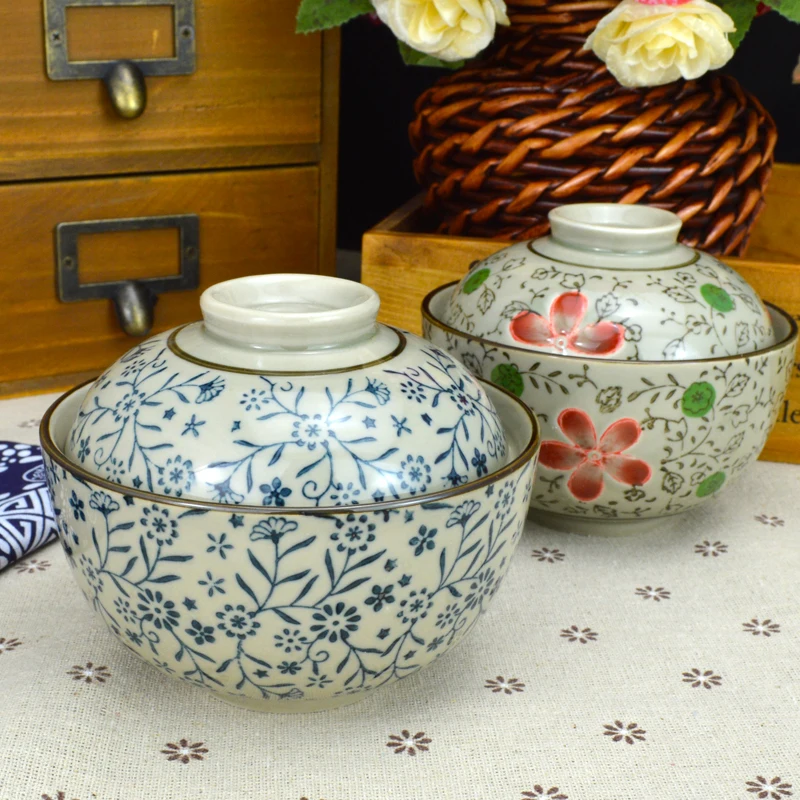 Export underglaze painted pottery bowl and wind Japanese zakka ceramic