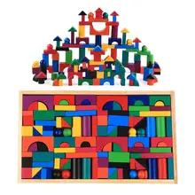 112 шт./компл. небольшие деревянные блоки цвет сортировать Деревянный конструктор Радуга Дерево для детей детские развивающие игры для детей 2-10 лет