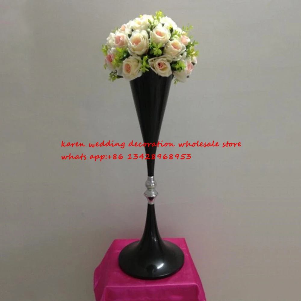 

70cm height cool black metal wedding centerpiece flower shelf table stand event road lead flower vase 10 pcs/ lot