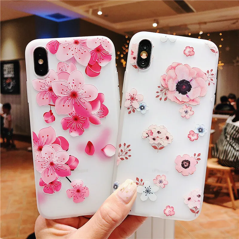 Relief peach blossom Case For Samsung Galaxy S8 S9 Plus Note 9 J2 J250 J4 J5 J6 J7 ON5 ON7 Pro Prime 2016 2018 Soft Cover |