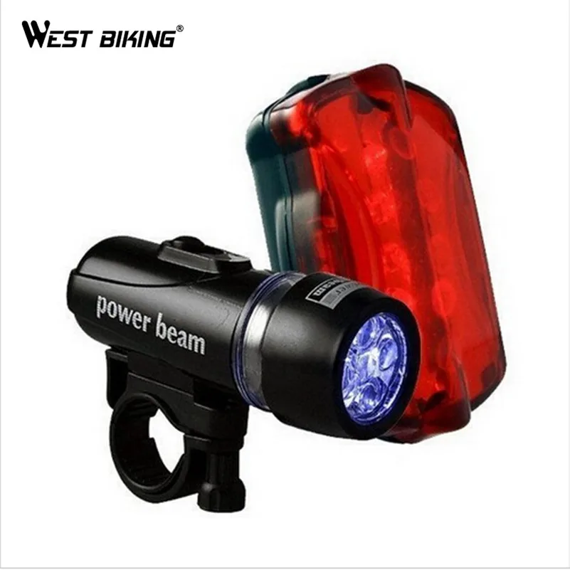 

WEST BIKING LED Light Bike Head Flash Front Light Torch Night Rear Flashlight Warning Cycling Bicycle 5 LED Lamp Light