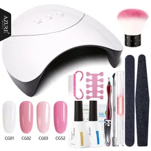 Лазурная Красота 18 шт./лот 36 Вт УФ лампа комплект инструментов для маникюра быстрое лечение Светодиодная лампа гель Полировочный для ногтей, маникюрный набор замачиваемый лазурный базовый верхний слой