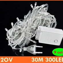 Рождественские гирлянды 30 м 300 светодиодный лампы вечерние декоративный Сказочный свет водонепроницаемый 220 V/US Прямая