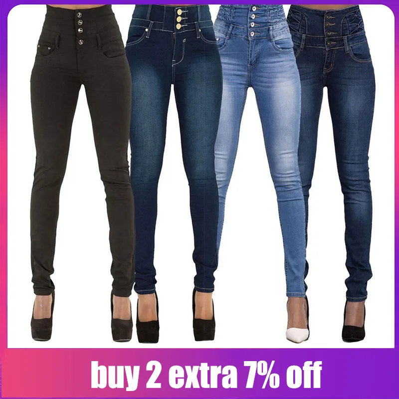 

NIBESSER 2019 Women's High Waist Women Jeans High Waist Stretch Ripped Jeans Female Cotton Trousers Denim Skinny Pencil Pants