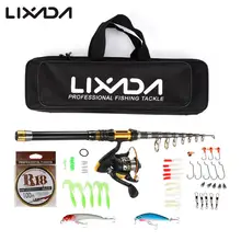 Lixada, телескопическая катушка для удочки, комбинированный полный комплект, 1,5 м-3 м, спиннинговая Рыболовная катушка, удочка, набор передач с приманками, леска в сумке, Pesca
