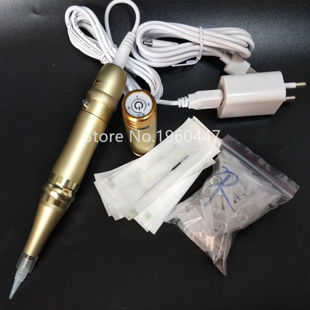 

Import motor 1pcs wireless battery tattoo machine permanent makeup eyebrow 3RL 50pcs microblading needles 50pcs tips kit