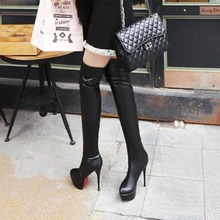 Plus Größe 35-46 European American Frauen Stiefel Herbst Plattform Dünne Ultra High Heel Lange Boot Schuhe Damen Über Kniehohe Stiefel
