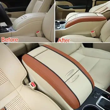 

2x Brown Leather Car Styling Center Console Rest Armrest Lid Side Pad Cover Trim Sticker Fit For Toyota Highlander 2015 Decors