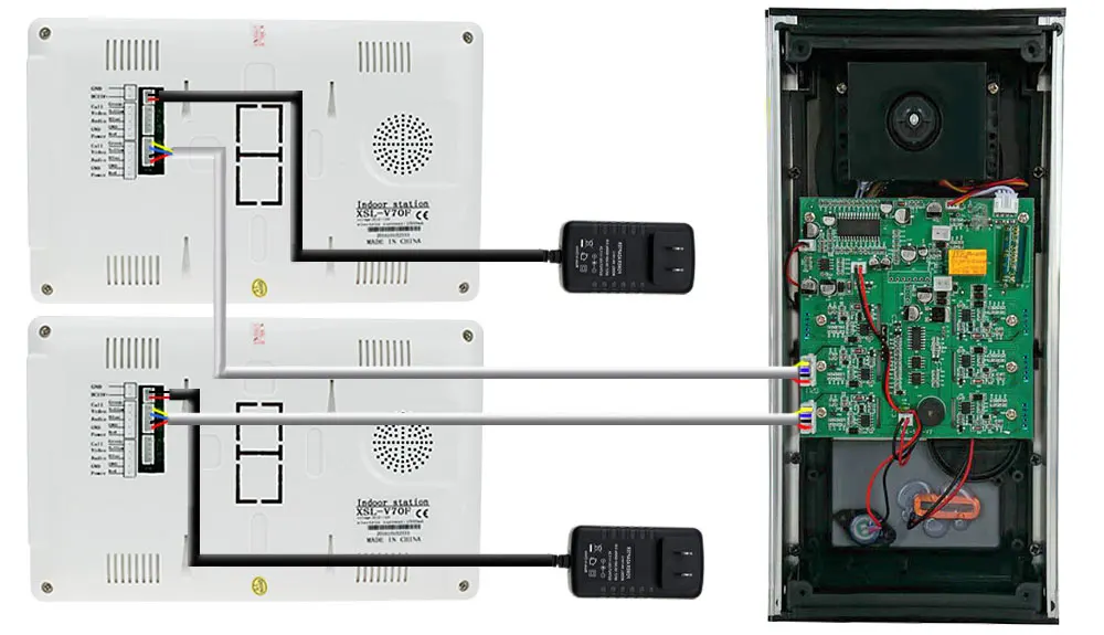 7 ''TFT цветной видеодомофон RFID камера с 2 мониторами+ Электрический замок удара+ беспроводной пульт дистанционного управления разблокировка для 2 квартиры