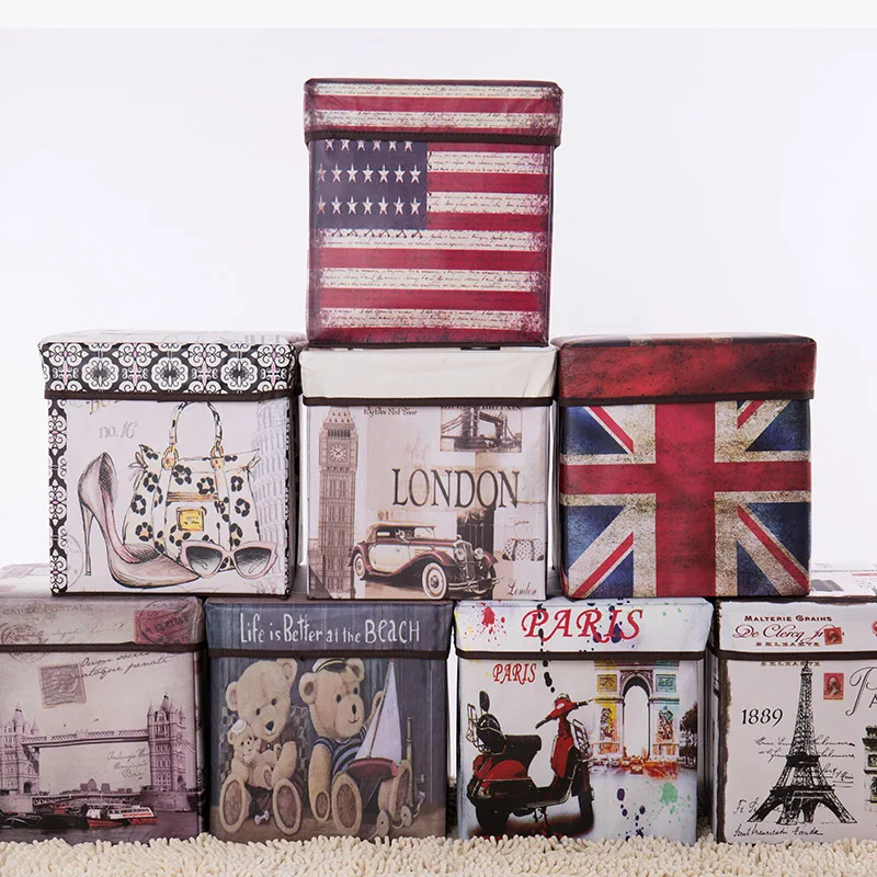 European and American style Non-woven Storage stool Sundries Box Cabinet Underwear Basket Fast Shipping |